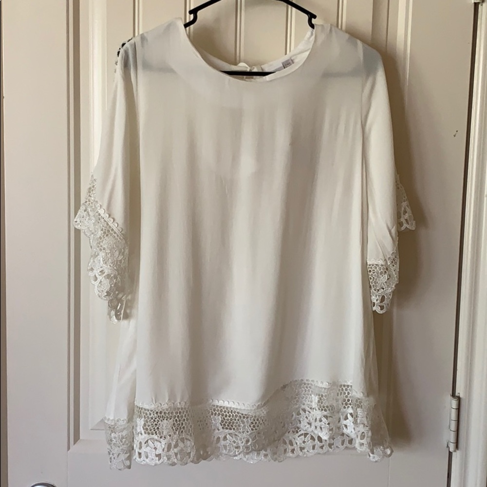 White Blouse with Lace Detail NWT